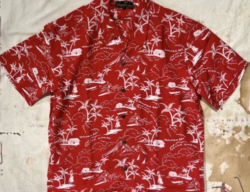 Micky Oye hawaii shirt waimea bay red