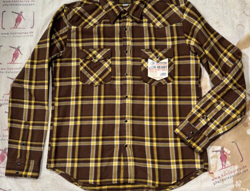 Iron Heart IHSH-372-BRN ultra heavy flannel crazy check western shirt brown