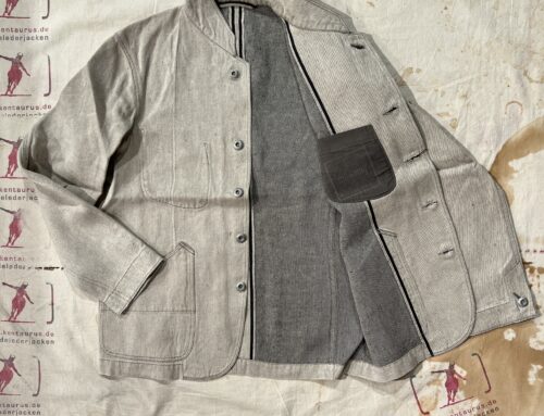 MotivMfg notch lapel jacket natural flax/charcoal