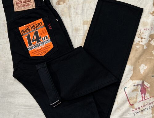 Iron Heart IH-666S-14bb 14oz selvedge slim straight cut jeans black/black
