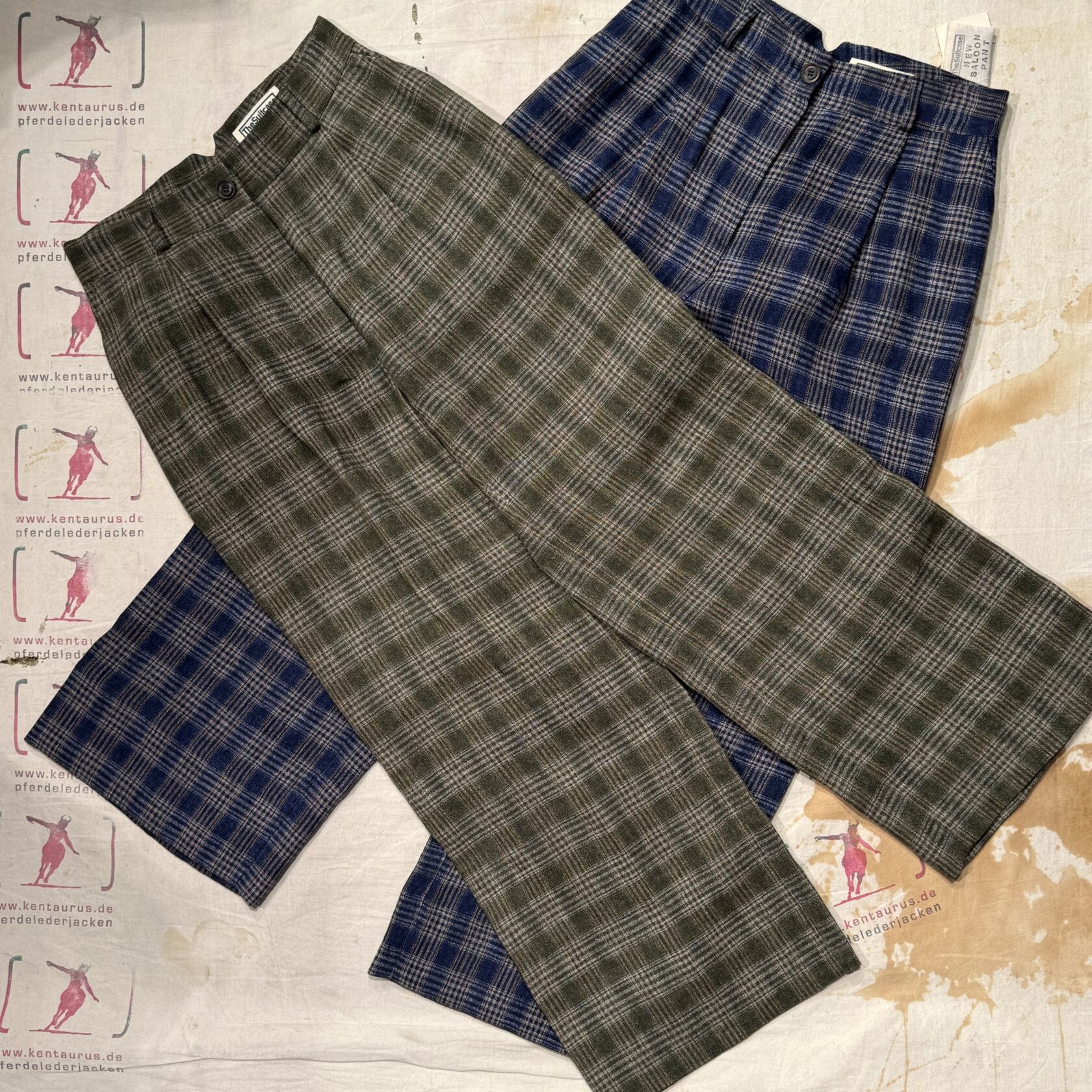 Suitcase gallery blazer and new saloon pant olive khaki and indigo khaki check linen Suitcase