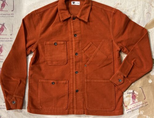 Tellason coverall shirt jacket heavy moleskin orange