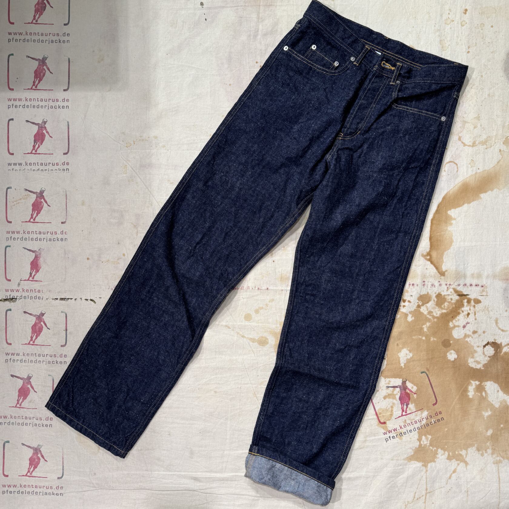 Hansen 13oz neppy denim straight cut trousers model Dean Hansen