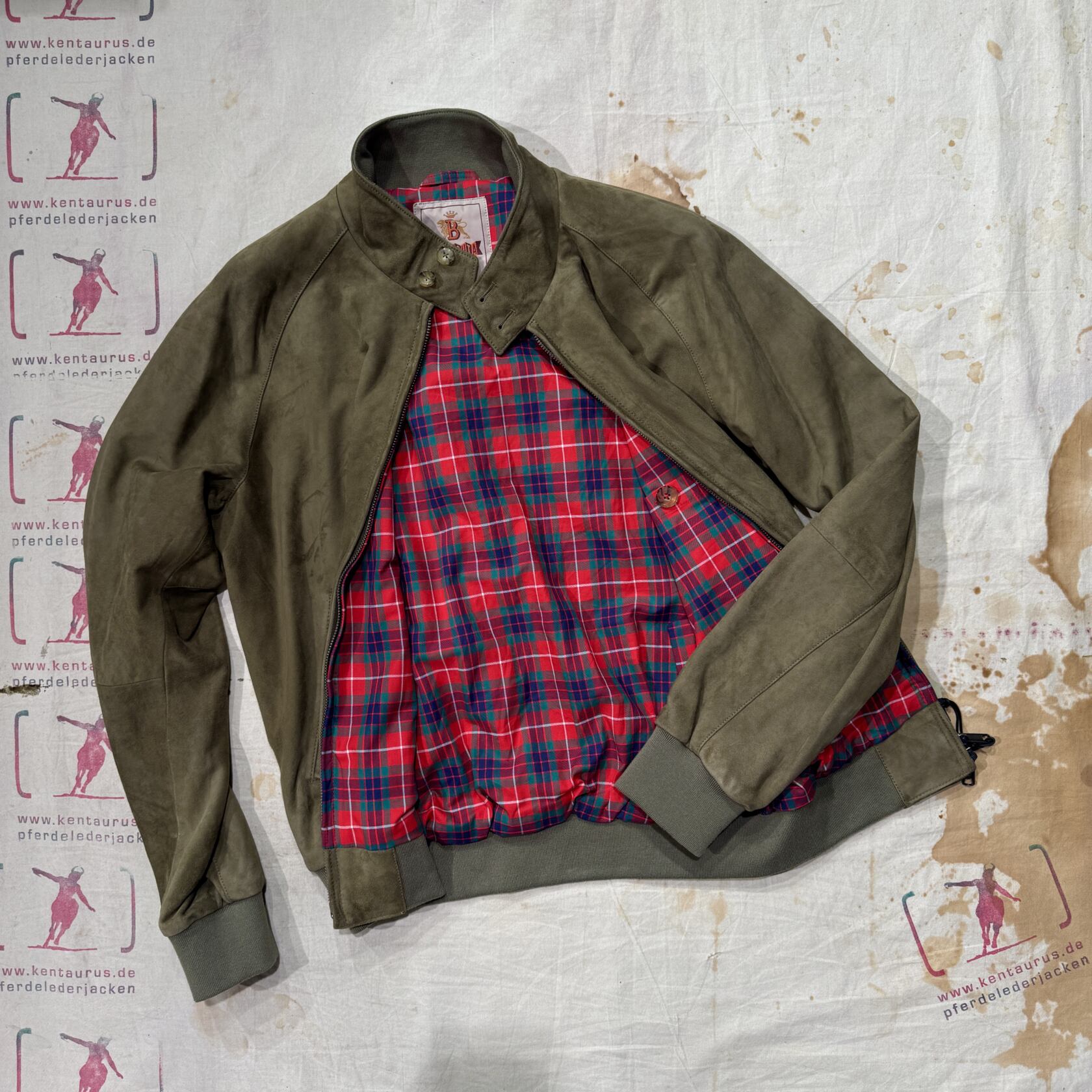 Baracuta G 9 goat suede leather lichen green Baracuta