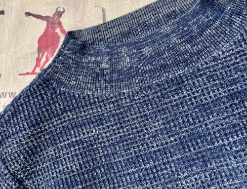 MotivMfg micro waffle thermal knit wool linen cotton knit smokey blue
