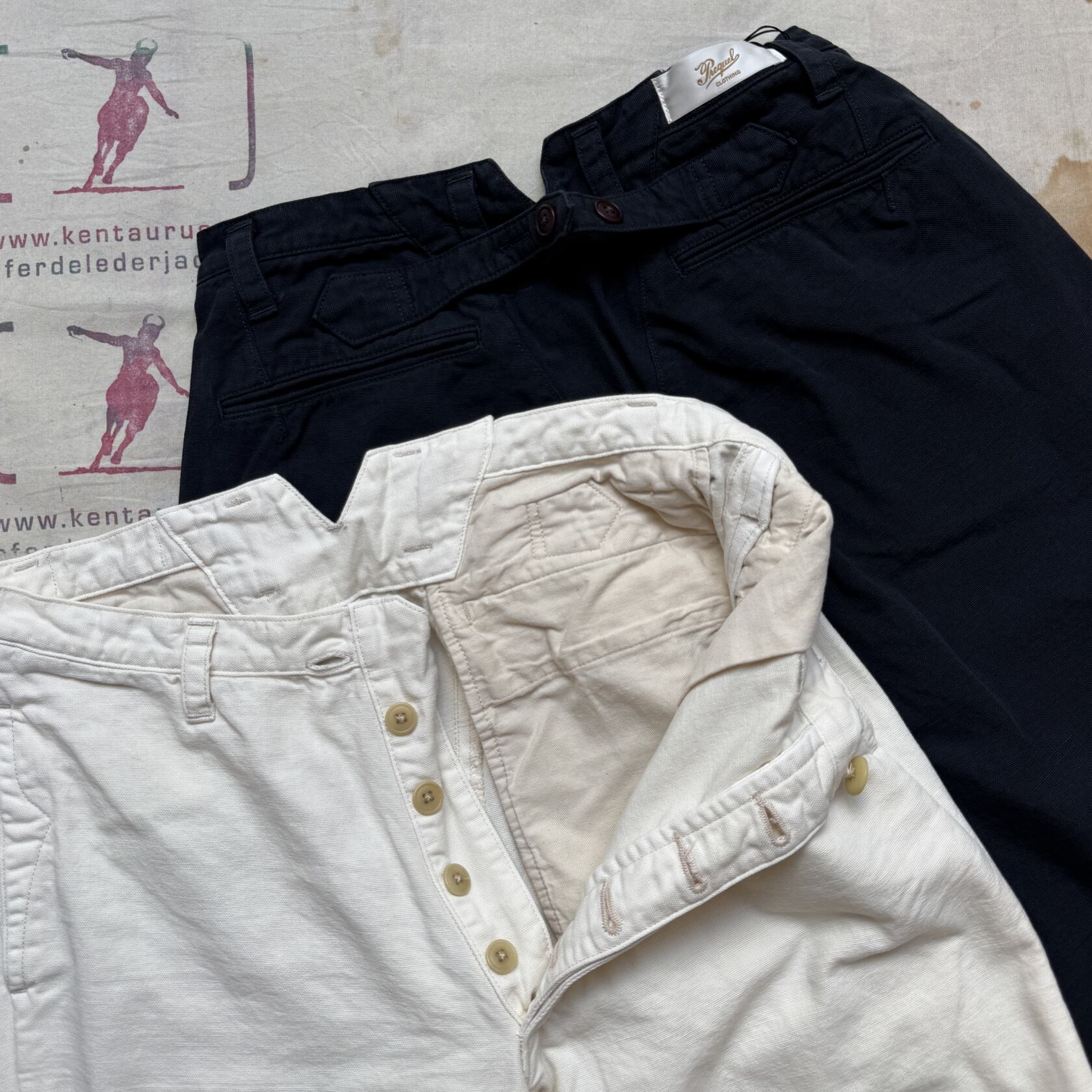 Prequel officer summer pants white and black cotton Prequel