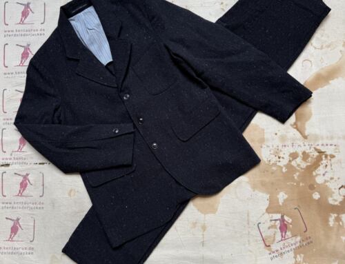 First Pat- rn horloger jacket and metiere pant grain donegal wool anthracite blue
