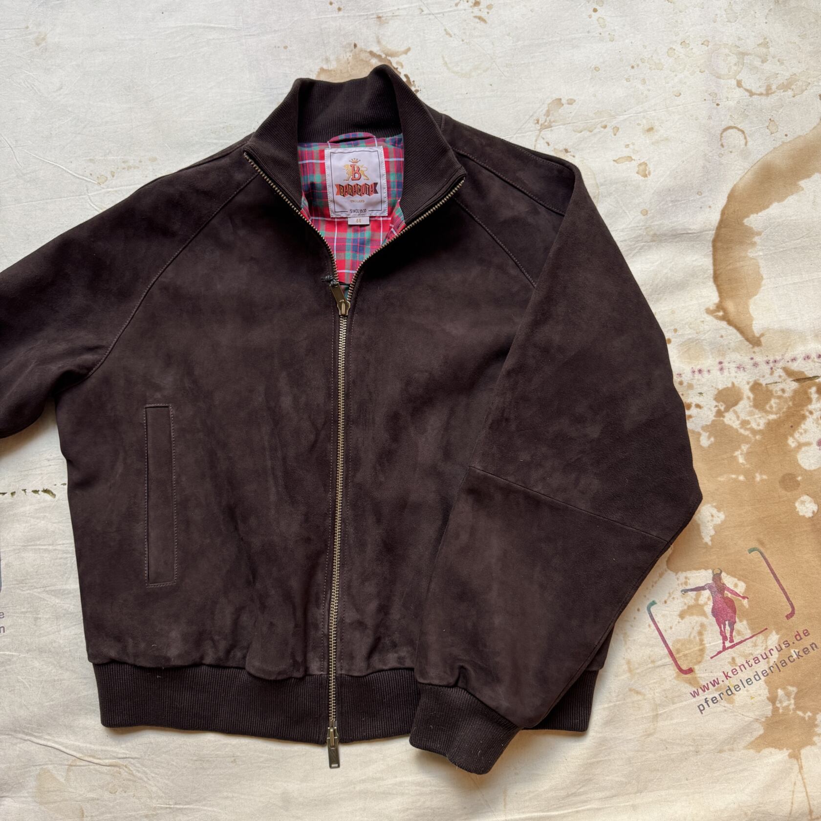 Baracuta rugged track jacket suede brown cigar Baracuta
