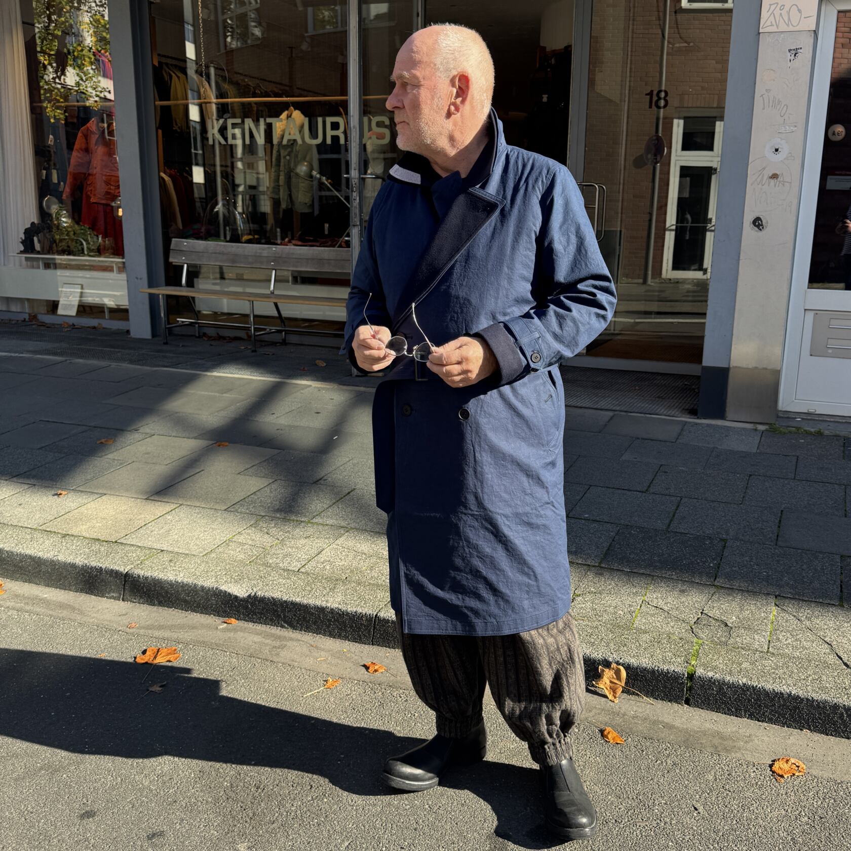 Yamauchi maximum depth natural indigo dyed 3 way docking trench coat face cotton/wool Yamauchi
