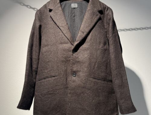 Yamauchi brown alpaca wool double cloth semi-long tailored jacket