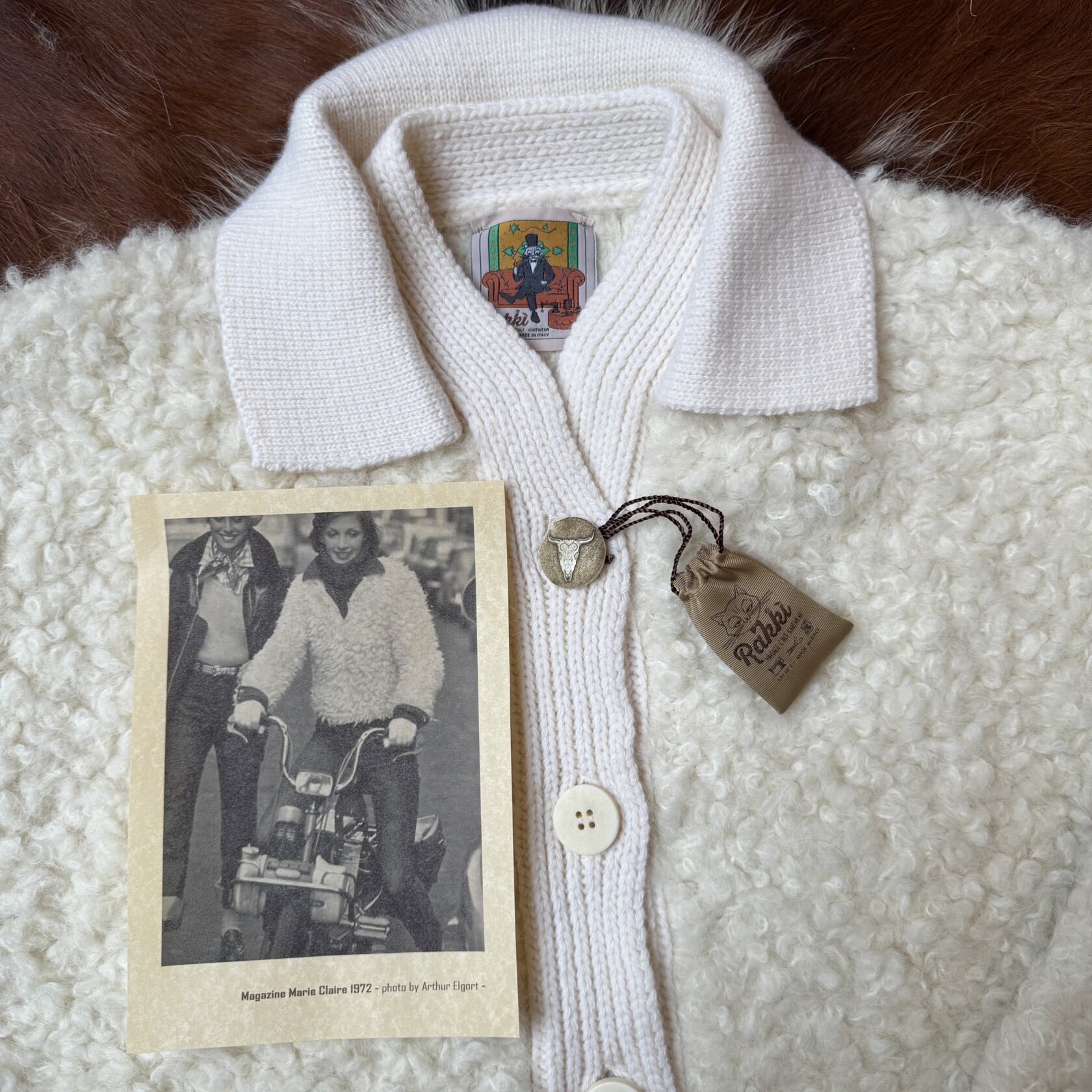 Rakki bomber pelliccia alpaca and lambswool white Rakki