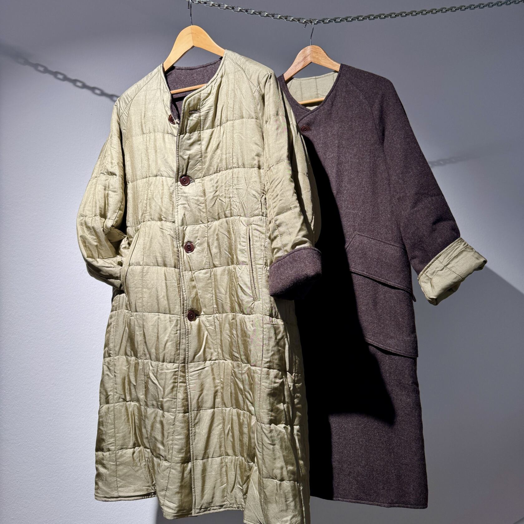 Haversack padded and reversible wool silk coat 472630 Haversack