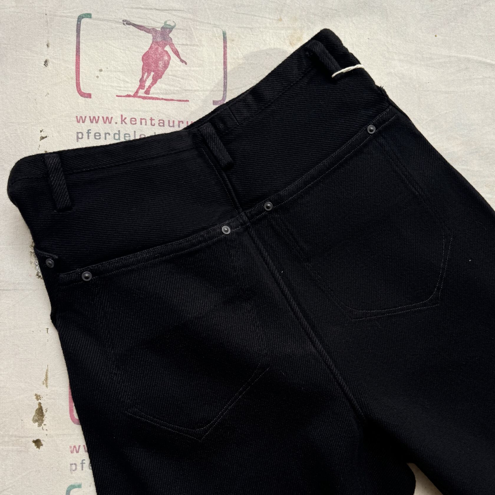 MotivMfg 5 pocket wrap trousers tailorable denim black MotivMfg
