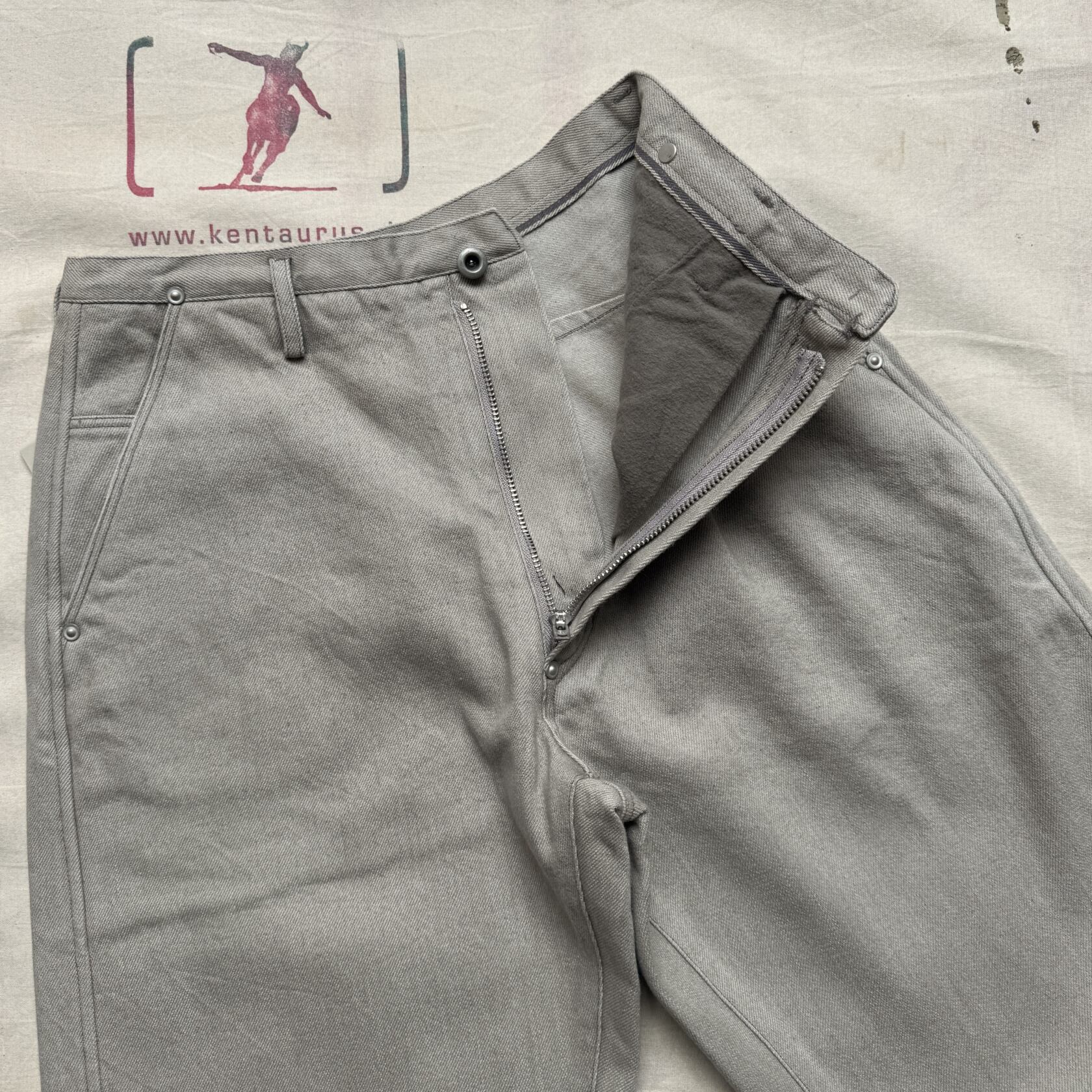 MotivMfg uni denim trousers cotton wool oyster MotivMfg