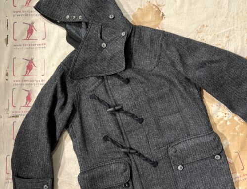MotivMfg plateau duffle coat lovat ribbed wool overcoating lead grey