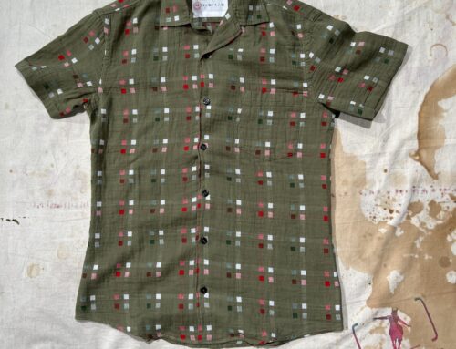 Hansen  jacquard  weave cotton short sleeve shirt Jonny nevada green