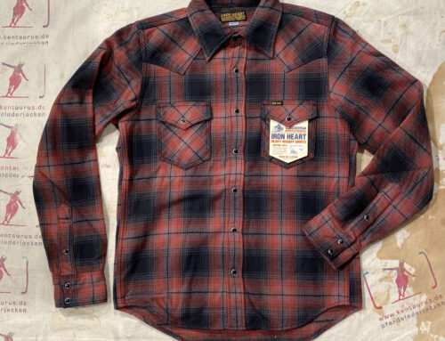 Iron Heart IHSH-304-red ultra heavy flannel ombré check western shirt