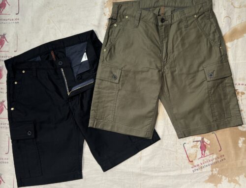 Iron Heart IH-726- oliv and black 7,4 oz cotton whipcord camp shorts