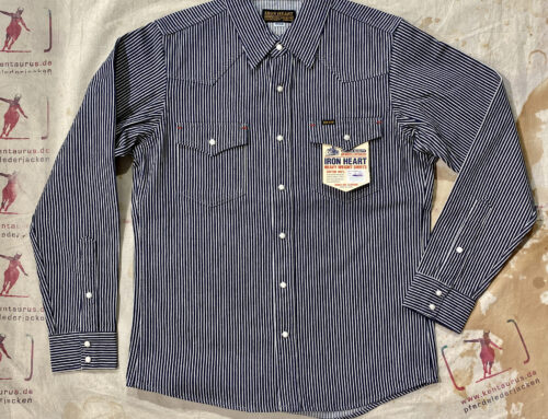 Iron Heart IHSH-07 hickory stripe western shirt indigo 12 oz