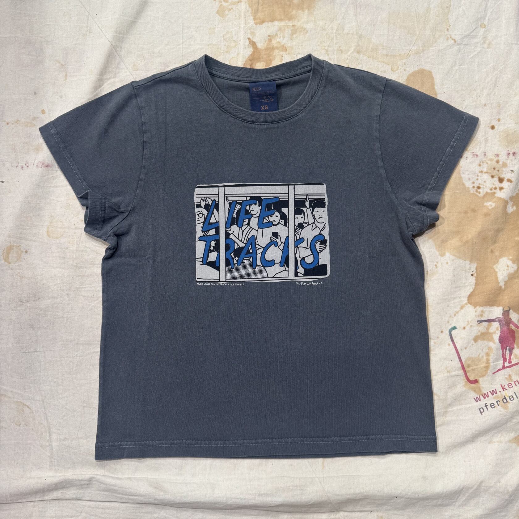 Nudie Jeans Frankie T-Shirt Life Tracks III anthracite