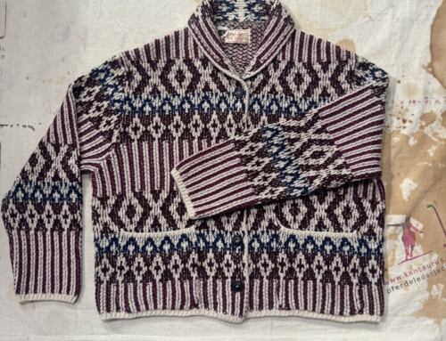 Casa Isaac woman shawl collar cardigan wine indigo