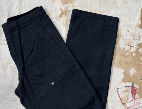 MotivMfg asymmetrical cargo pants Halley Stevenson wax cotton charcoal